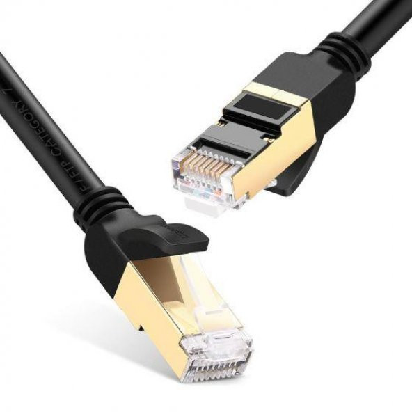 PrimeX PX-CAT715M Altın Uçlu Siyah Cat7 Ethernet Kablo 15 Metre Gigabit