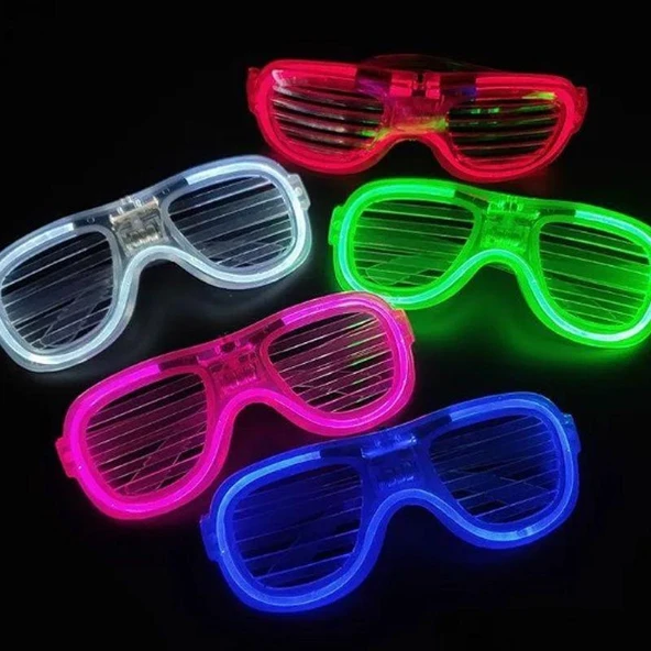 Glow Model Led Işıklı Parti Gözlüğü 3 Modlu 5 Renk 5 Adet - 1