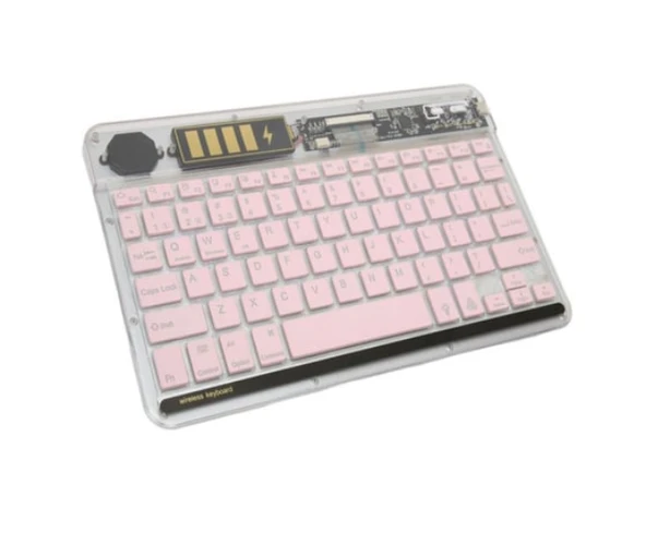 ZR612 Rgb Şeffaf Pembe Bluethooth Klavye - 1
