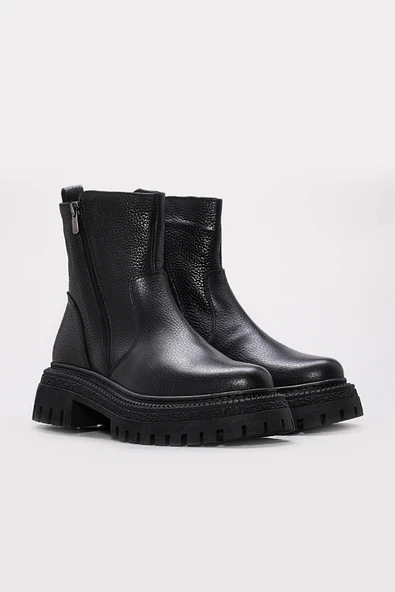 Hakiki Deri Kürklü  Kadın Klasik Bot 657KZA2510 - Resim 5