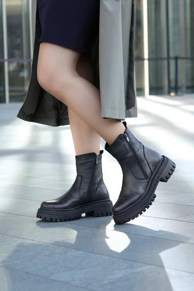 Hakiki Deri Kürklü  Kadın Klasik Bot 657KZA2510 ürün görseli