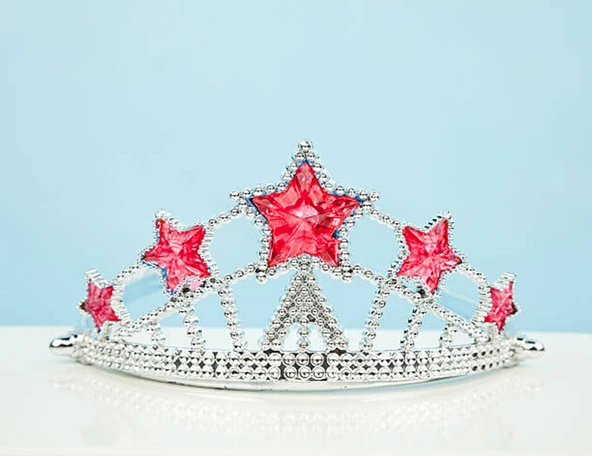 Kırmızı Yıldız Taşlı Plastik Elsa Tacı Çocuk Boy ürün görseli