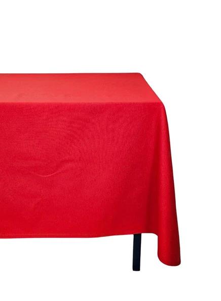 Kırmızı Renkli Pamuklu Dertsiz Duck Kumaş Masa Örtüsü - Resim 2