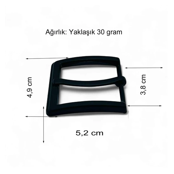 Kemer Tokası 3,8 cm Siyah Boyalı 1 Adet - Resim 3