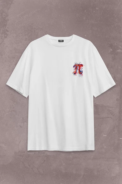 Matematik Sembölü Pi Sayısı 3,14 14 Mart Günü Sırt Ön Baskılı Oversize Tişört Unisex T-Shirt - Resim 2