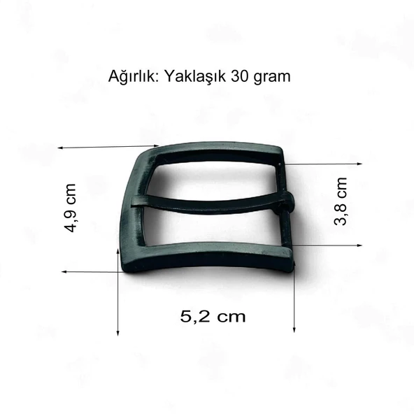 Kemer Tokası 3,8 cm Siyah Silme 1 Adet - 3
