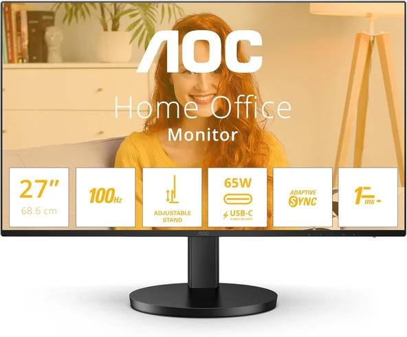 AOC Q27B3CF2 27" 1ms 100Hz IPS USB-C Adaptive-Sync Monitör ürün görseli 1