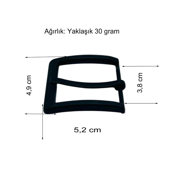 Kemer Tokası 3,8 cm Siyah Silme 1 Adet - 3