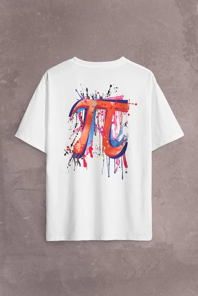 Matematik Sembölü Pi Sayısı 3,14 14 Mart Günü Sırt Ön Baskılı Oversize Tişört Unisex T-Shirt ürün görseli 1