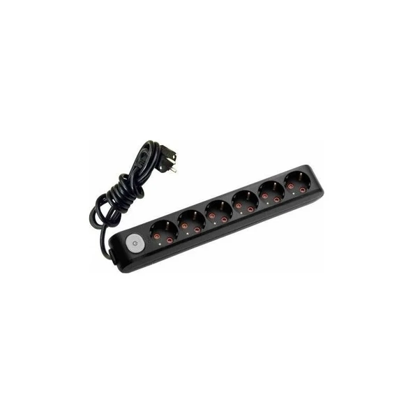 Viko Multi-Let Siyah Anahtarlı 6'lı Priz 3 Metre 90137603 - 1