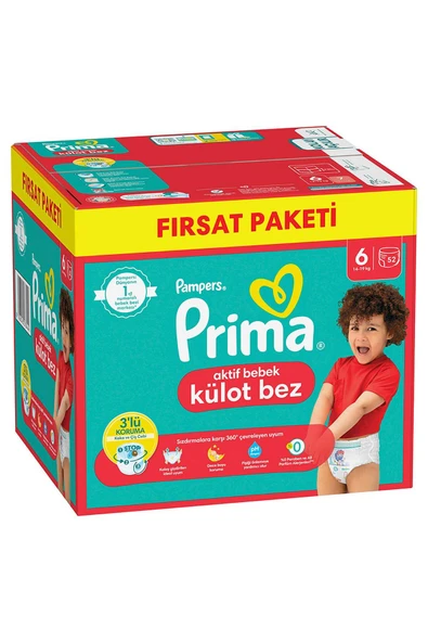 Prima Aktif Külot Bebek Bezi 6 Numara 52 Adet Fırsat Paketi - Resim 2