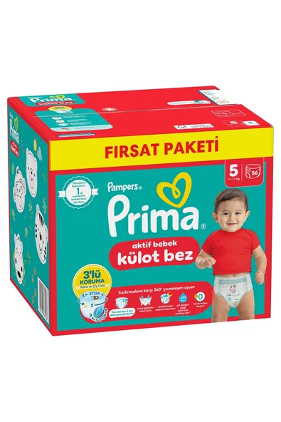 Prima Külot Bez, 5 Numara Bebek Bezi, 56 Adet, Fırsat Paketi - Resim 2