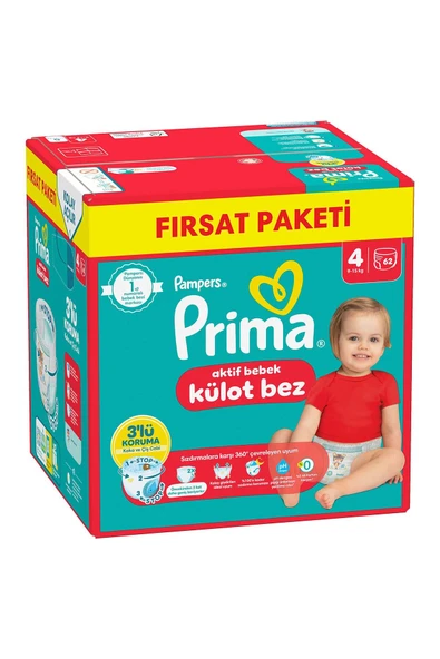 Prima Külot Bez, 4 Numara Bebek Bezi , 62 Adet, Fırsat Paketi ürün görseli 1