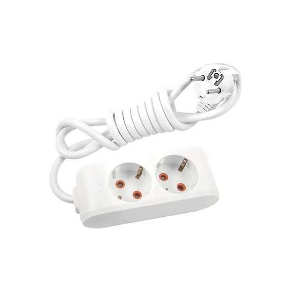 Viko Multi-Let İkili Priz Topraklı Kablolu Çocuk Korumalı 3 Metre-Beyaz 90113203 - 1