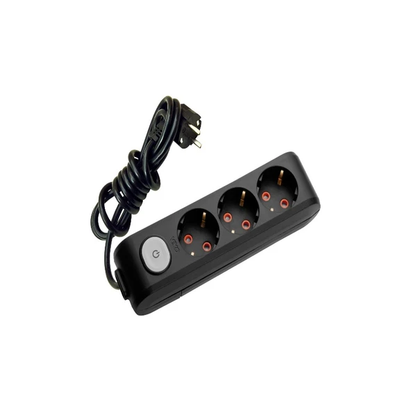 Viko Siyah Üçlü Topraklı 5 Metre Anahtarlı ürün görseli