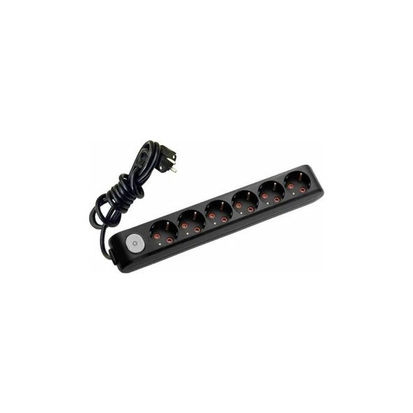 Viko Multi-Let Siyah Anahtarlı 6'lı Priz Kablolu 5 m ürün görseli