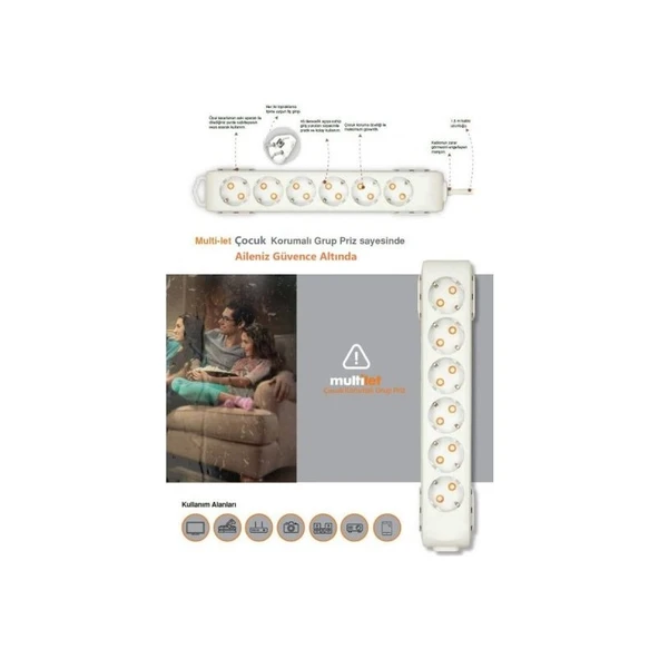 Viko 4'lü Priz 3 Metre Siyah Renkli (90133403) - Resim 3