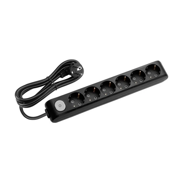 Viko Multi-Let Siyah 6'lı Anahtarlı Grup Priz Topraklı Çocuk Korumalı 3 Metre ürün görseli