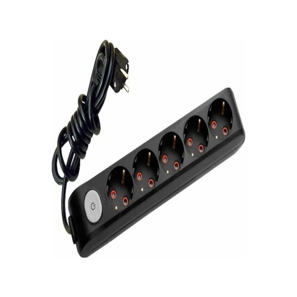 Viko Multi-Led Siyah Anahtarlı 5'li Priz Kablolu 2 m - 1