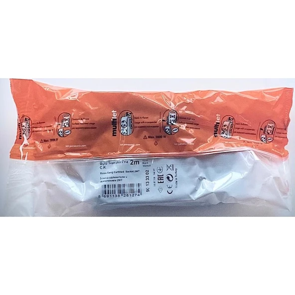 Viko Üçlü Grup Priz 2 Metre Kablolu Siyah - Resim 2