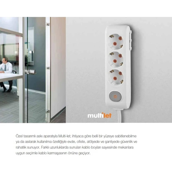 Viko Multi-Let 5 Li Siyah Anahtarlı Çocuk Korumalı Grup Priz 5 mt - Resim 3