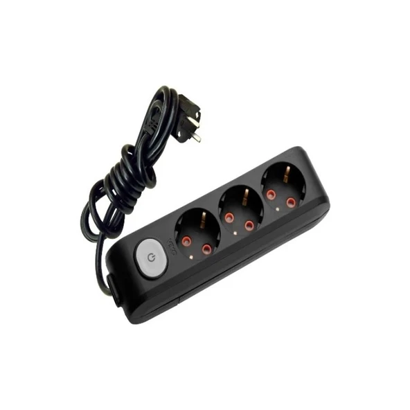 Viko Üçlü Siyah Anahtarlı Topraklı Grup Priz 5 Metre ürün görseli