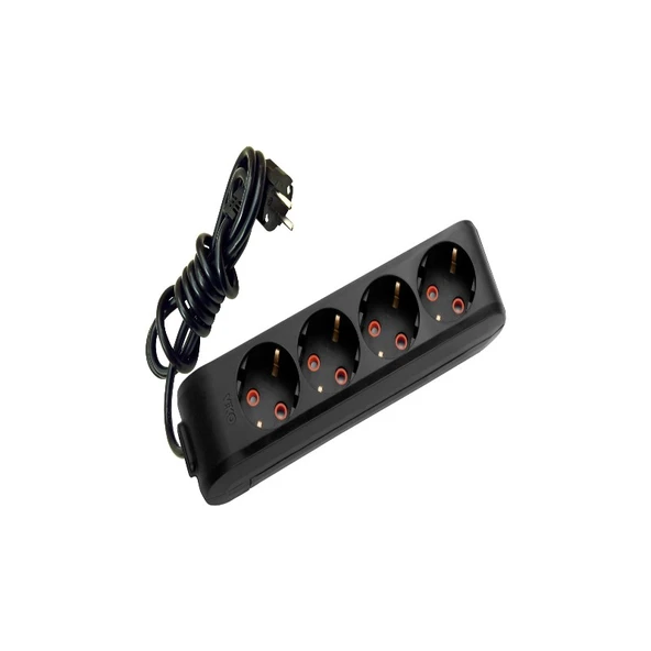 Viko Siyah Dörtlü Topraklı 3 Metre ürün görseli