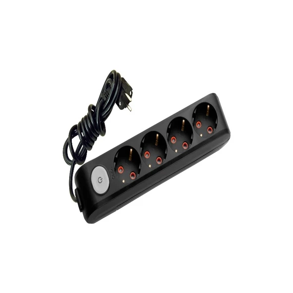 Viko Siyah Dörtlü Topraklı 5 Metre Anahtarlı ürün görseli