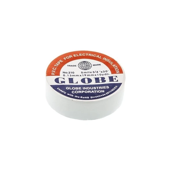 Globe 19MM Pvc Elektrik Izole Bant Beyaz Izolasyon Bandı 5 Mil x 3/4 x 30 0.13MM X19MM x 10 Yds. - 2