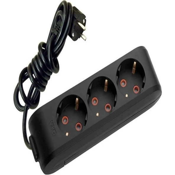 Viko Multi-Led Siyah 3'lü Priz Kablolu 2 m 90133302 ürün görseli