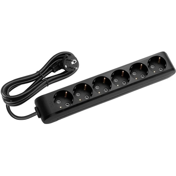 Viko Multi-Led Siyah 6'lı Topraklı Kablolu Çocuk Korumalı Grup Priz 5 m ürün görseli