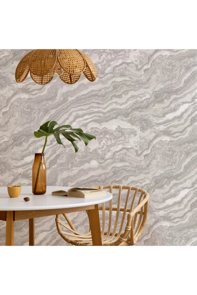 Adawall Roka 23102-2 Mermer Desenli Düz Sade Duvar Kağıdı - 2