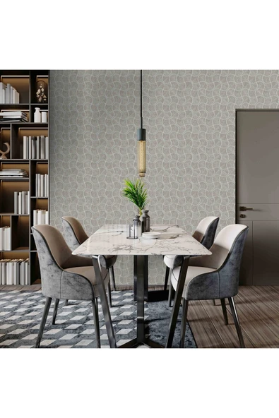 Adawall Omega 23201-4 Koyu Gri Istiridye Desenli Duvar Kağıdı 16,50m2 - 1