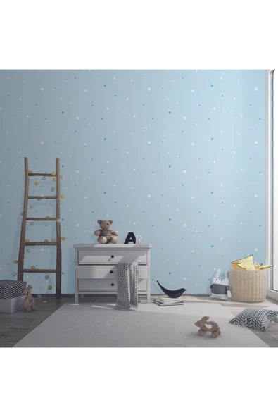 Adawall Adakids 8913 Serie Gece Parlayan Yıldız Desenli Çocuk Odası Duvar Kağıdı 8913-1 - 3