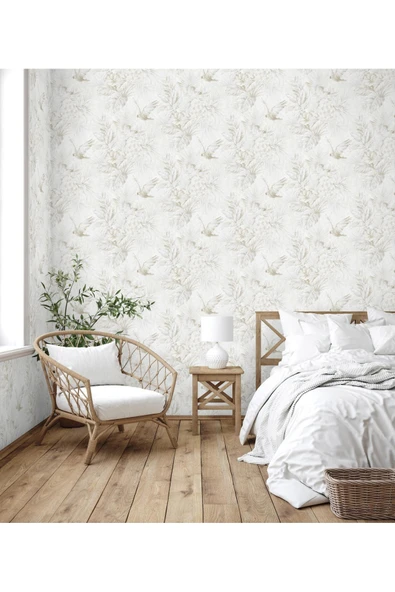 Adawall Papağan ve Tropikal Bitkili Trend Duvar Kağıdı 9905-1: Beyaz | Ce, Iso 9001, Iso 10002, Iso 14001 - Resim 2