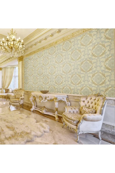 Adawall Damask Pattern Wallpaper - Duvar Kağıdı, Krem - Ephes 6802-2, 10,60 M² ürün görseli