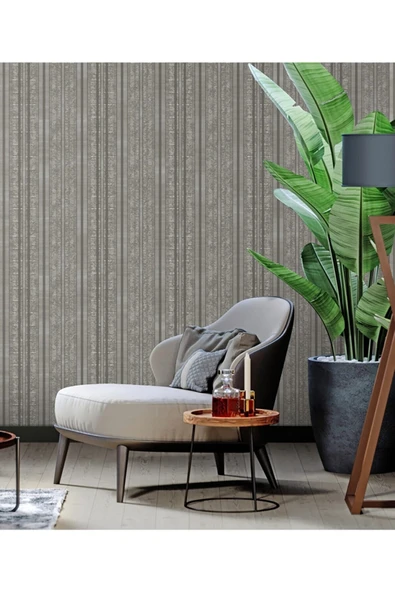 Adawall /OCTAGON 1208-5 KOYU GRİ ÇİZGİLİ DESEN DUVAR KAĞIDI ürün görseli
