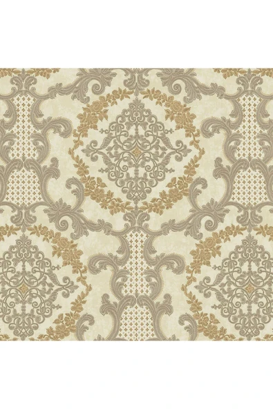 Adawall Damask Pattern Wallpaper - Duvar Kağıdı, Bej, Koyu - Ephes 6802-4, 10,60 M² - Resim 2