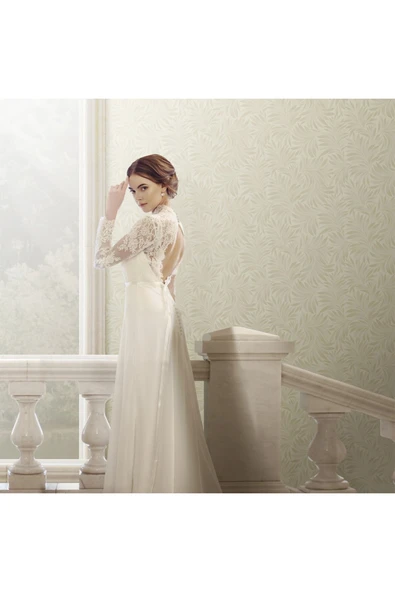 Adawall Tropik Stilize Yapraklar Desen Duvar Kağıdı, Krem, Açık, Beyaz 16,5m2 - Seven 7812-2 ürün görseli