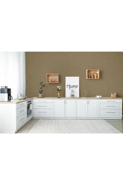 Adawall Alfa Kaba Yün Tüvit Dokusundan Esinlenilmiş Duvar Kağıdı, 3712-4, Bej, Kahverengi, 16,50 M² - 1