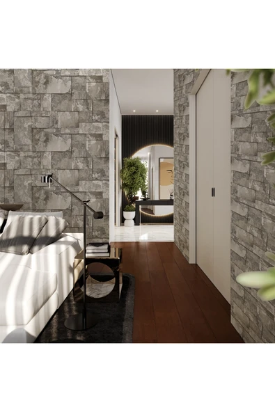 Adawall Roka 23106-2 Doğal Taş Desenli Düz Sade Duvar Kağıdı - 2