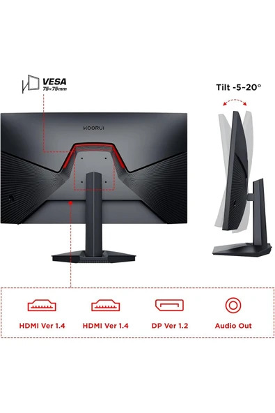 Koorui 24 İnç Oyun Monitörü, 165Hz, 1080p, 1ms, IPS, FreeSync, (FHD 1920x1080, DisplayPort) 24E3 - 7