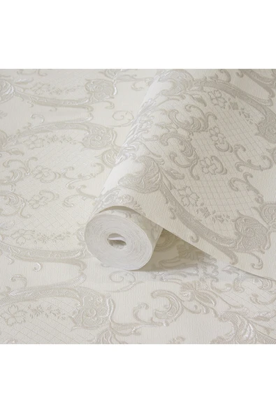 Adawall Dante Seri Damask Desenli Duvar Kağıdı 1411-1 : Beyaz - 2