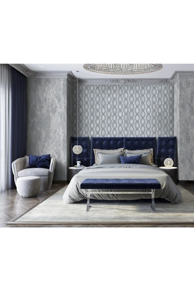 Adawall Seven 7808-2 Oval Geometrik Desenli Gri Duvar Kağıdı 16,50 M2 - 2