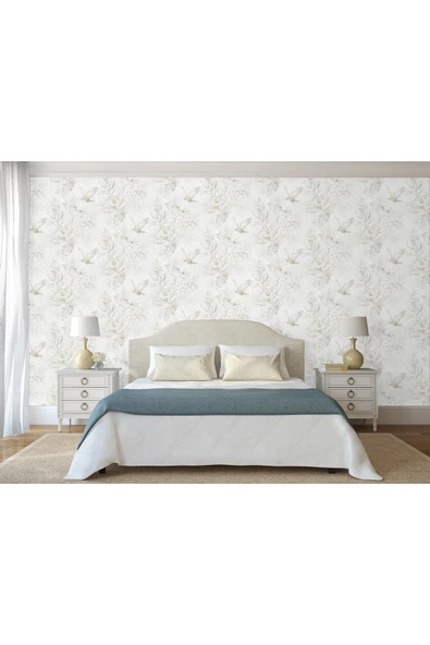 Adawall Papağan ve Tropikal Bitkili Trend Duvar Kağıdı 9905-1: Beyaz | Ce, Iso 9001, Iso 10002, Iso 14001 - Resim 3