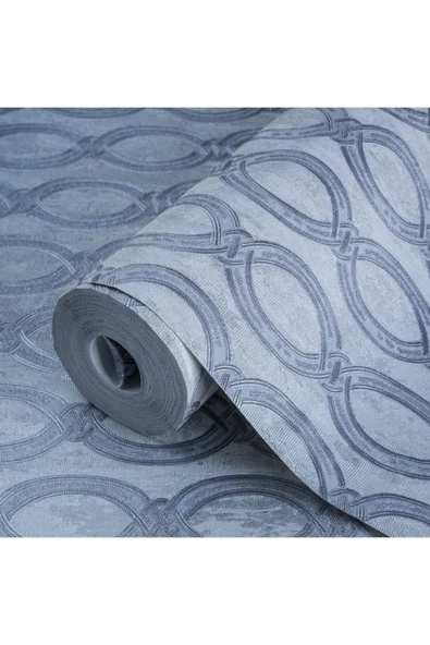 Adawall Seven 7808-2 Oval Geometrik Desenli Gri Duvar Kağıdı 16,50 M2 - 4