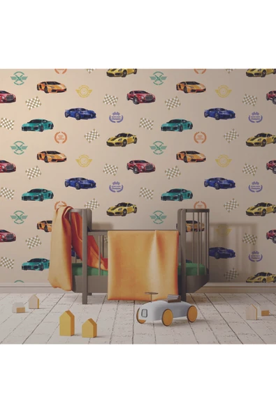 Adawall Adakids 8909-1genç Çocuk Araba Desenli Duvar Kağıdı - 1