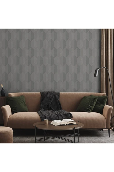 Adawall Vera Duvar Kağıdı Geometrik Desenli Non-woven Kağıt Taban Vinil Kaplı - 3