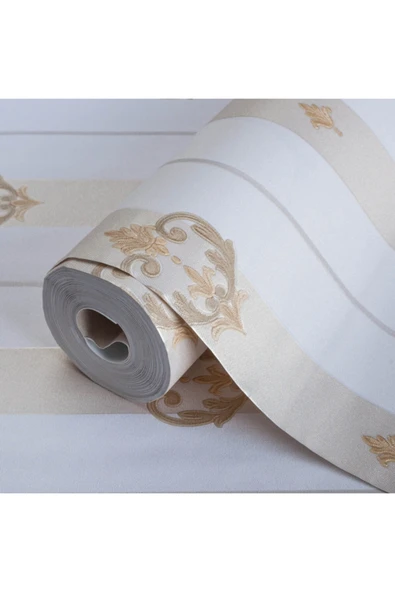 Adawall 7804-1  SEVEN / Serisi   Neoklasik Gizli Süslemeli Çizgili Duvar Kağıdı - Resim 2