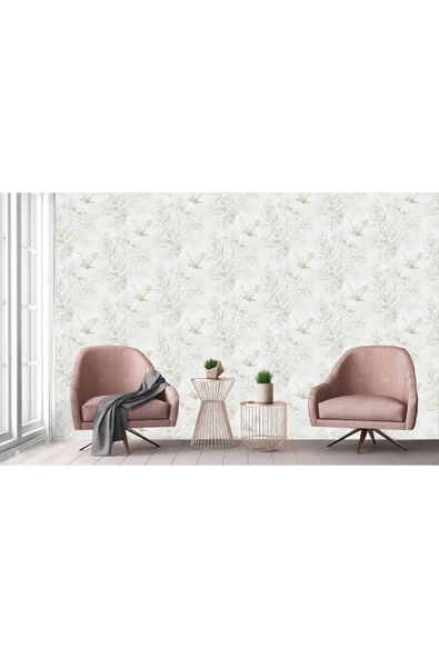 Adawall Papağan ve Tropikal Bitkili Trend Duvar Kağıdı 9905-1: Beyaz | Ce, Iso 9001, Iso 10002, Iso 14001 - Resim 4